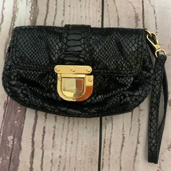 Michael Kors Black Sequin Gold Clutch Wristlet - Picture 2 of 7